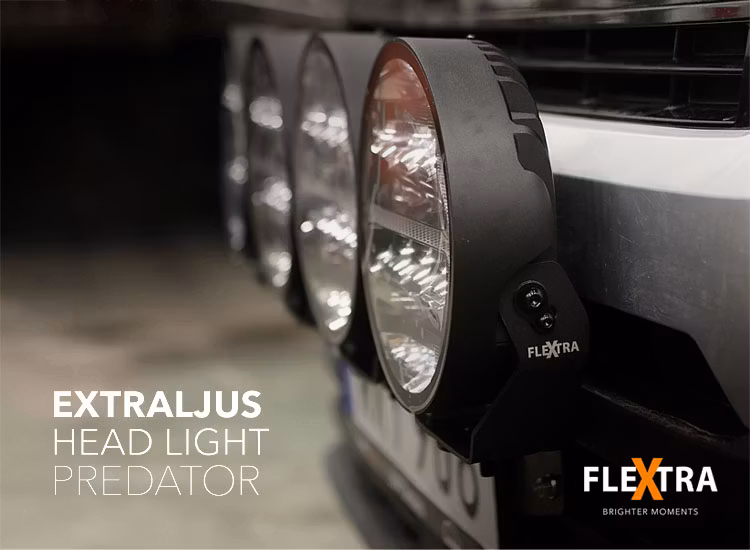 3-pack Predator 9 tum LED extraljus med kabelsats