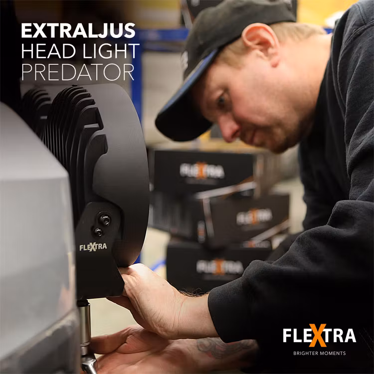 5-pack Predator 9 tum LED extraljus med kabelsats