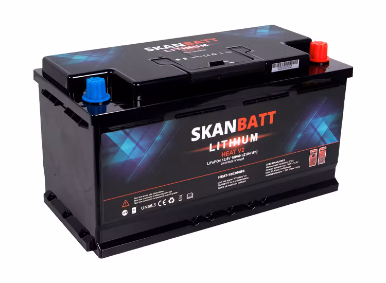 Skanbatt V2 Litium HEAT Batteri 12V 180AH Bluetooth 8 års garanti