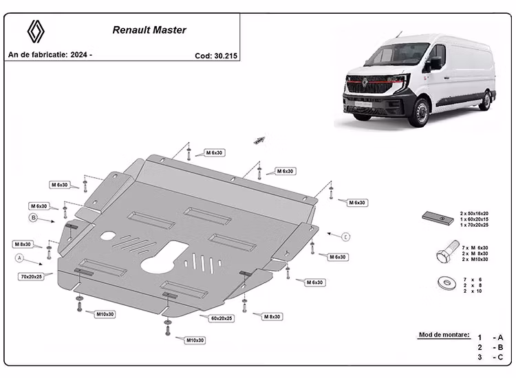 Hasplåt som skyddar din Renault Master 2024+ mot slag undertill