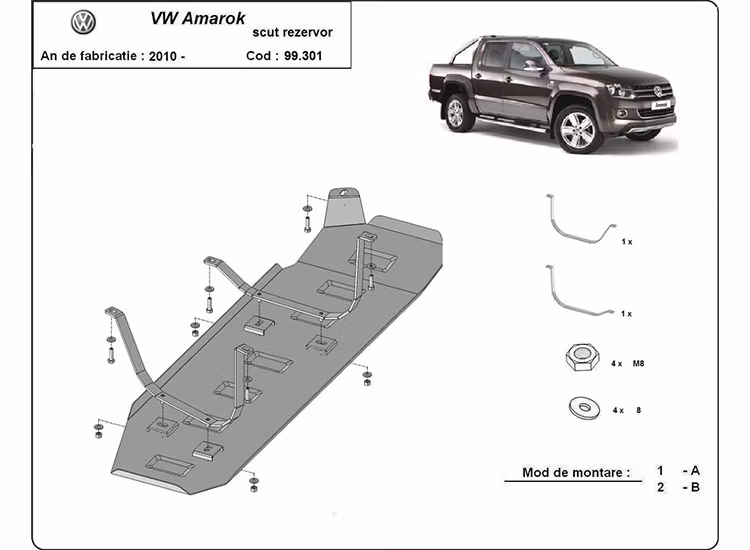 Underkörningsskydd bränsletank Volkswagen Amarok 2010-2022