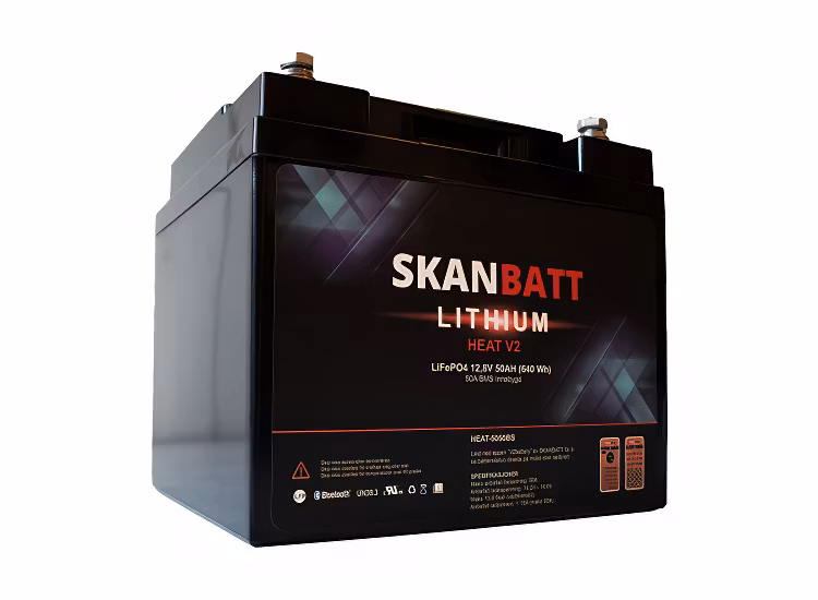 Lithium HEAT Batteri Skanbatt V2 12V 50Ah 50A BMS
