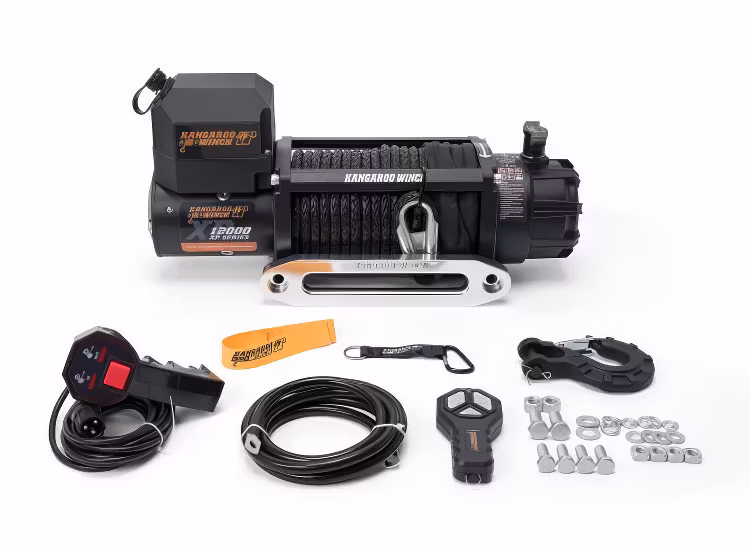 Kangaroo vinsch XP-12000 12.000 lbs syntetlina, trådlös fjärrkontroll 12V