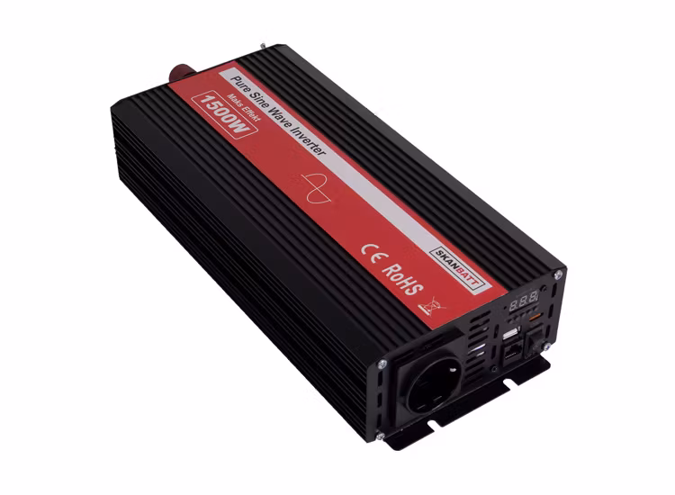 SKANBATT Inverter 12V 1500W Ren Sinus med Brytknapp