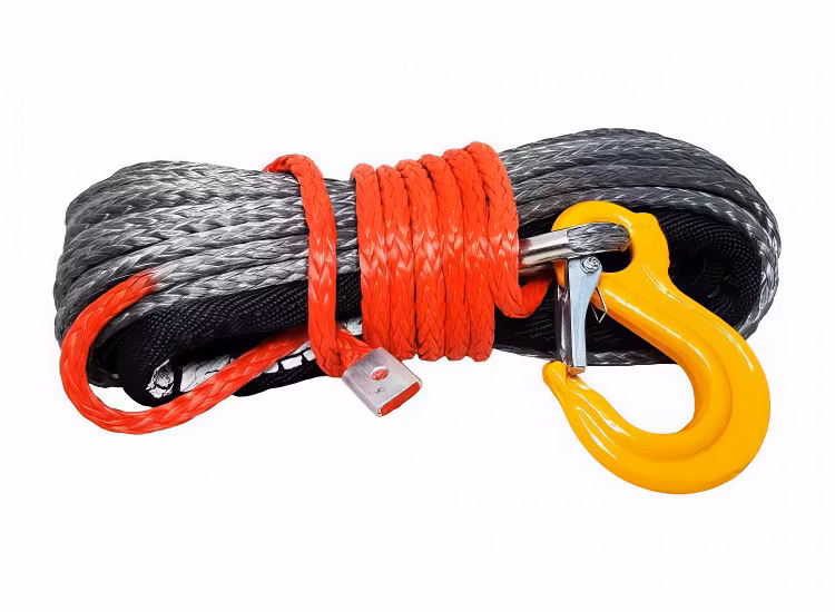 Syntetrep 6 mm x 15 m med krok & splits – Grå – 3,6T