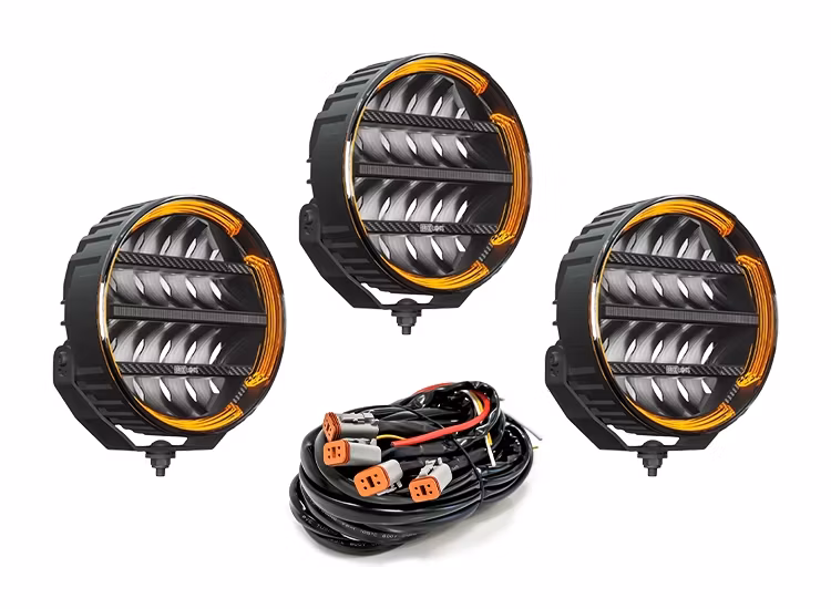 3-Pack BriodLights Olympus 2.0 9″ LED extraljus med kabelsats