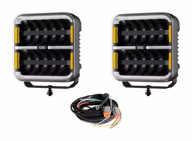 2-Pack OZZ SQR 7 tum LED extraljus med kabelsats