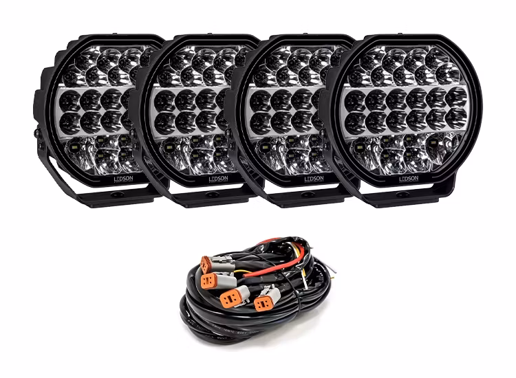 4-Pack Ledson Sledge9 9″ LED extraljus med kabelsats