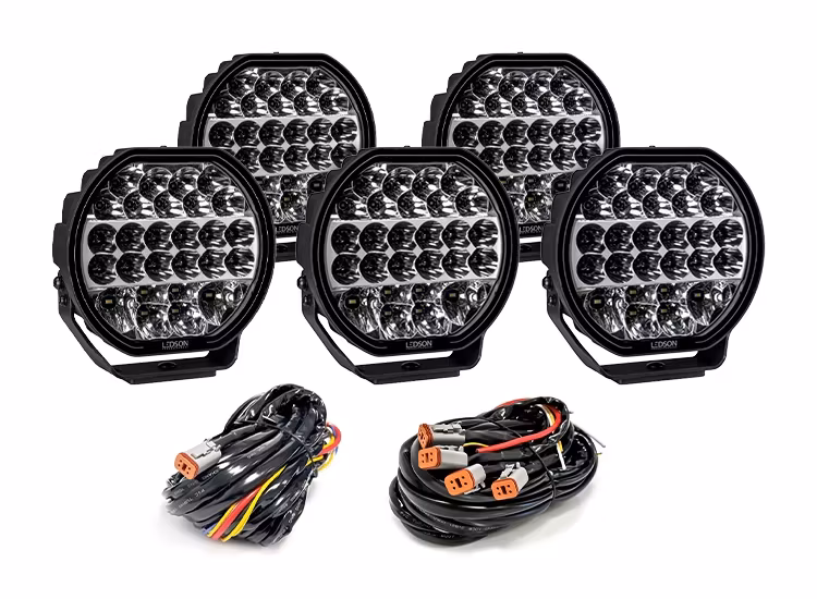 5-Pack Ledson Sledge9 9″ LED extraljus med kabelsats
