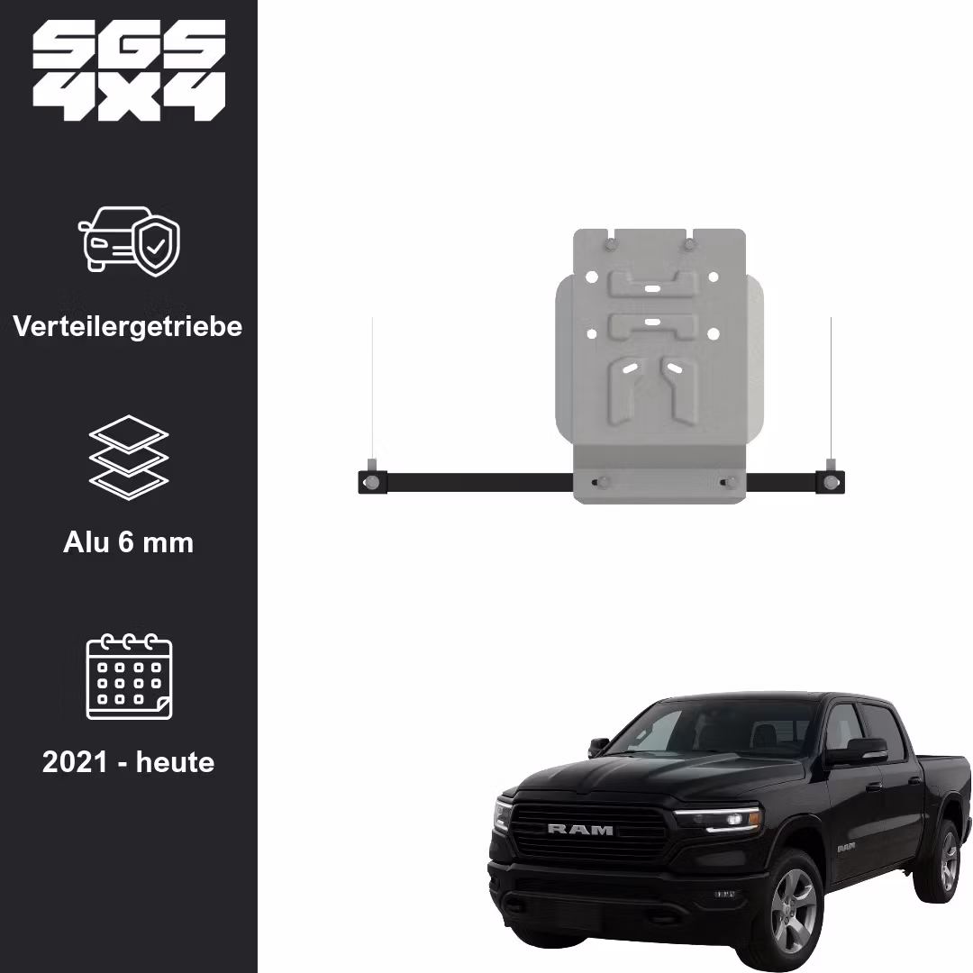 Hasplåt fördelningslåda Alu 6 mm Dodge RAM 1500 2019-2024