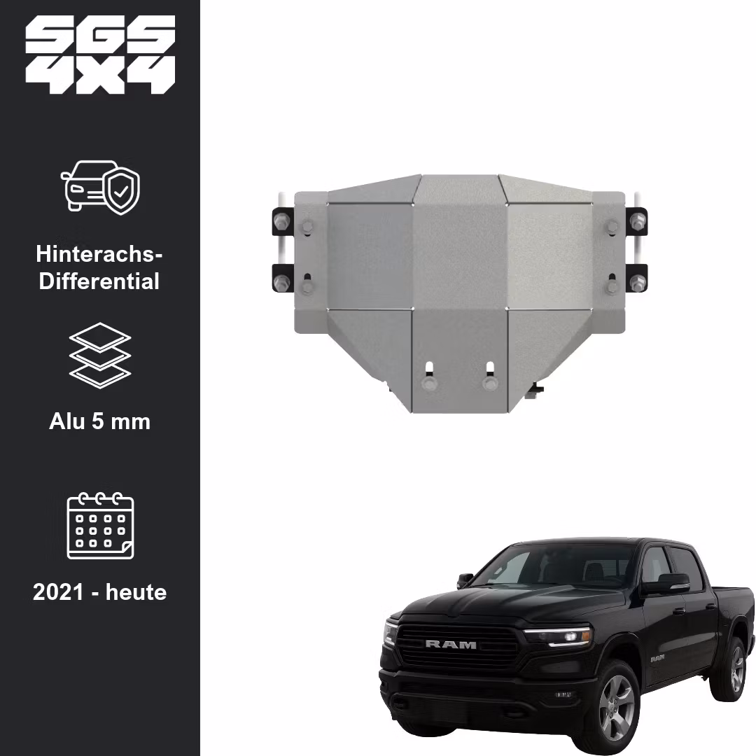 Hasplåt bakaxel Alu 5 mm Dodge RAM 1500 2019-2024