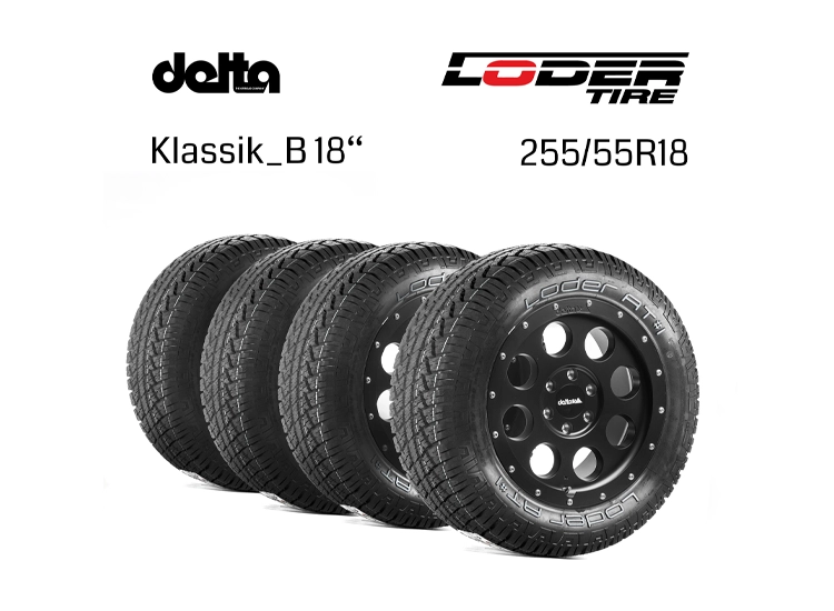 Delta 4X4 Klassik B 5/118 18" fälgpaket med Loder tire 255/55R18