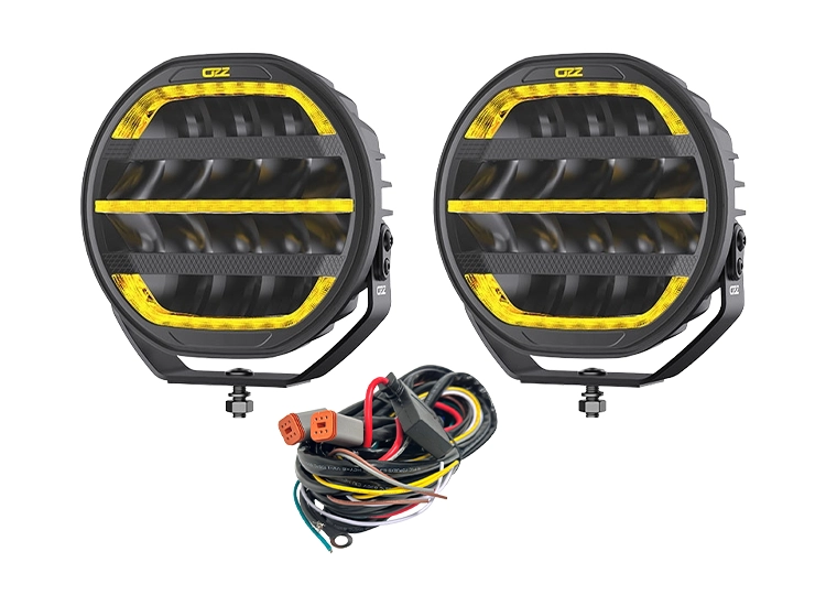 2-Pack OZZ XR3 P9" 65 LED Extraljus med varningsljus