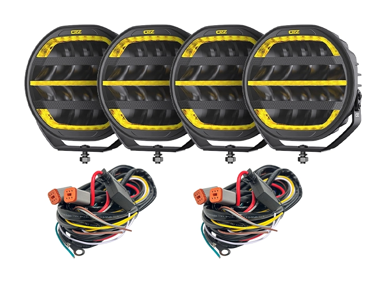 4-Pack OZZ XR3 P9 tum 65 LED Extraljus med varningsljus