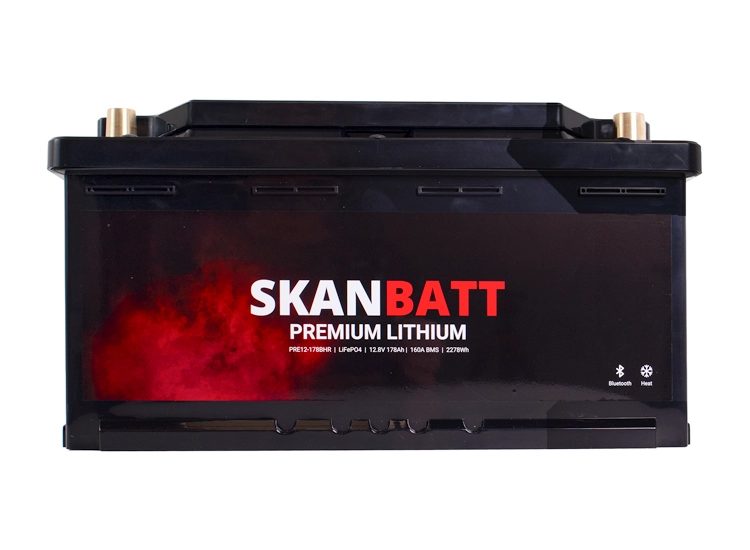 SKANBATT Premium Litium heat & blåtand 12V 178Ah 160A BMS - 8 Års garanti!