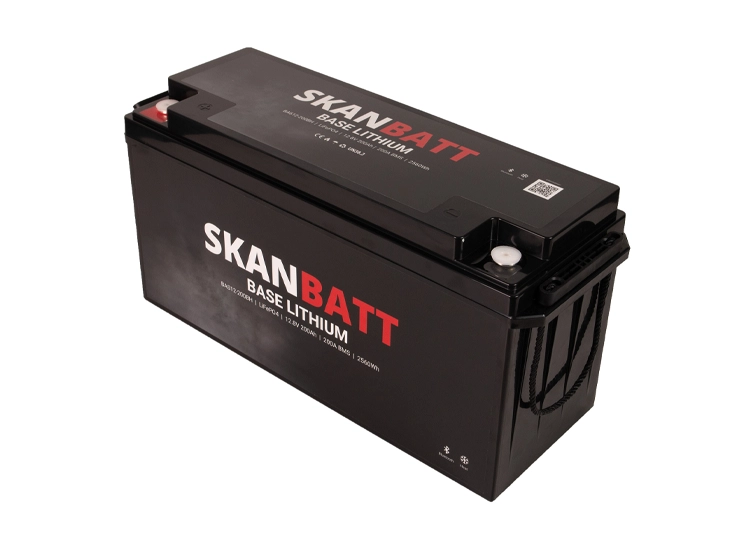 SKANBATT Base Litium 12V 200Ah 200A BMS blåtand Heat 3 Års garanti
