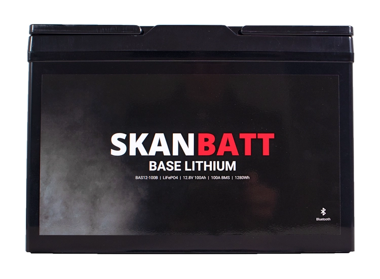 SKANBATT Base Litium 12V 100Ah 100A BMS blåtand 3 Års garanti - Husbil