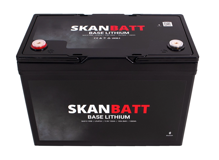 SKANBATT Base Litium 12V 100Ah 100A BMS blåtand 3 Års garanti - Husbil