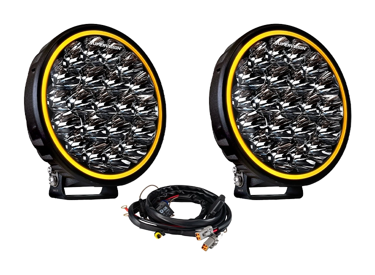 2-Pack Supervision Xtreme 9" LED extraljus med kabelsats