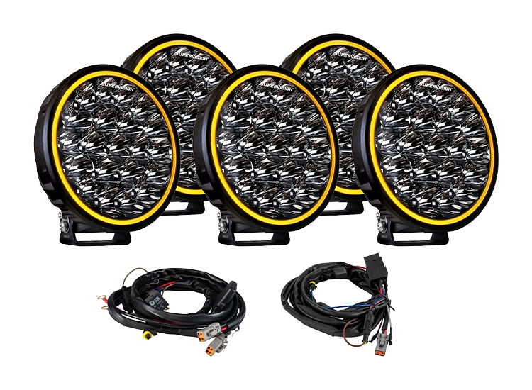 5-Pack Supervision Xtreme 9" LED extraljus med kabelsats