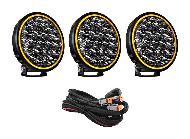 3-Pack Supervision Xtreme 9" LED extraljus med kabelsats