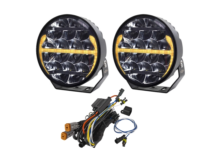 2-Pack Predator 9″ LED extraljus med kabelsats