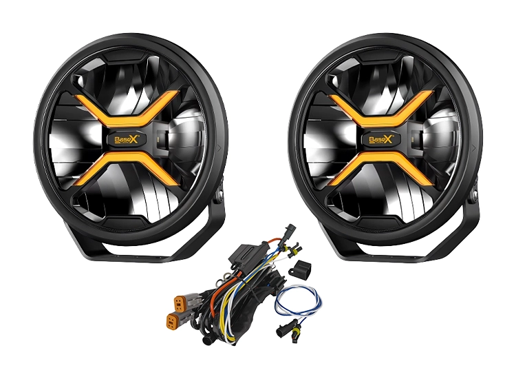 2-Pack BaseX Lights 9″ LED-extraljus med kabelsats