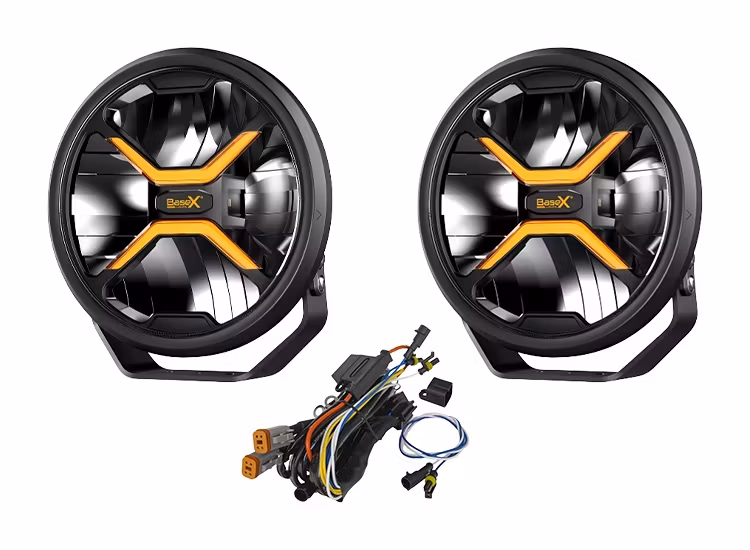 2-Pack BaseX Lights 9 tum LED-extraljus med kabelsats