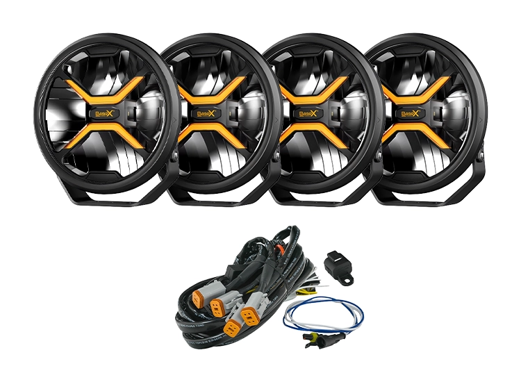 4-Pack BaseX Lights 9 tum LED-extraljus med kabelsats