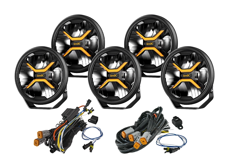 5-Pack BaseX Lights 9″ LED-extraljus med kabelsats