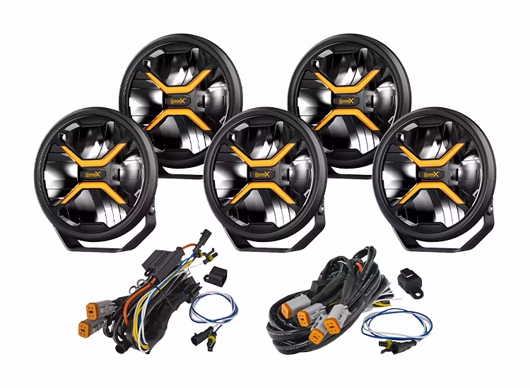 5-Pack BaseX Lights 9 tum LED-extraljus med kabelsats