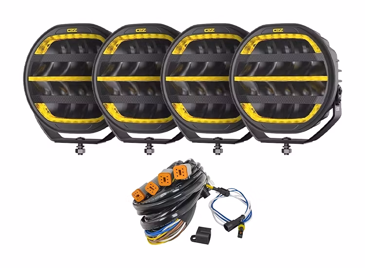 4-Pack OZZ XR3 P9 tum 65 LED Extraljus med varningsljus