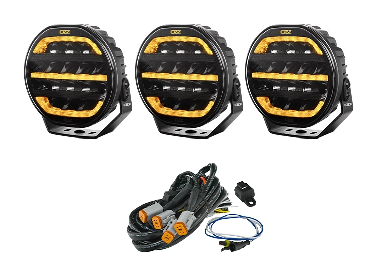 3-Pack OZZ XR2 P7″ LED extraljus med kabelsats