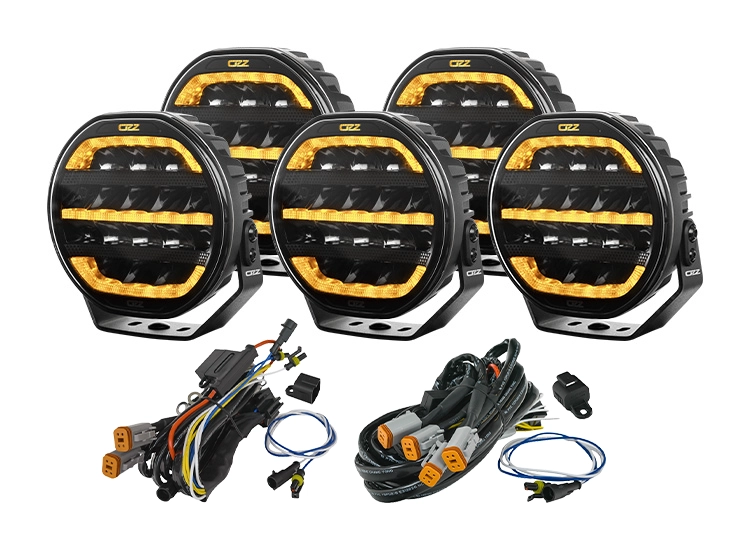 5-Pack OZZ XR2 P7″ LED extraljus med kabelsats