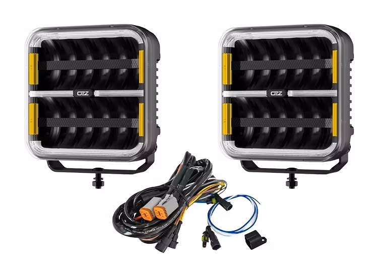 2-Pack OZZ SQR 7 tum LED extraljus med kabelsats