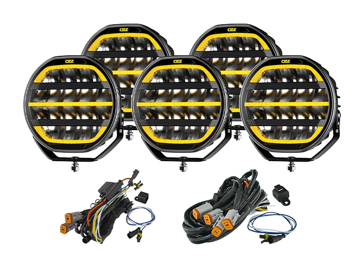 5-Pack OZZ XR2 P9″ LED extraljus med kabelsats