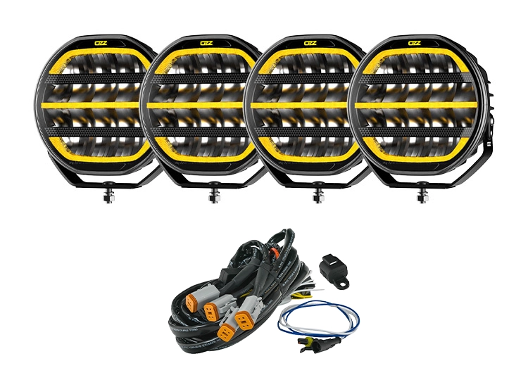 4-Pack OZZ XR2 P9 tum LED extraljus med kabelsats