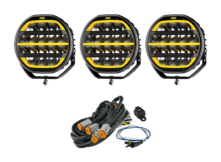 3-Pack OZZ XR2 P9″ LED extraljus med kabelsats