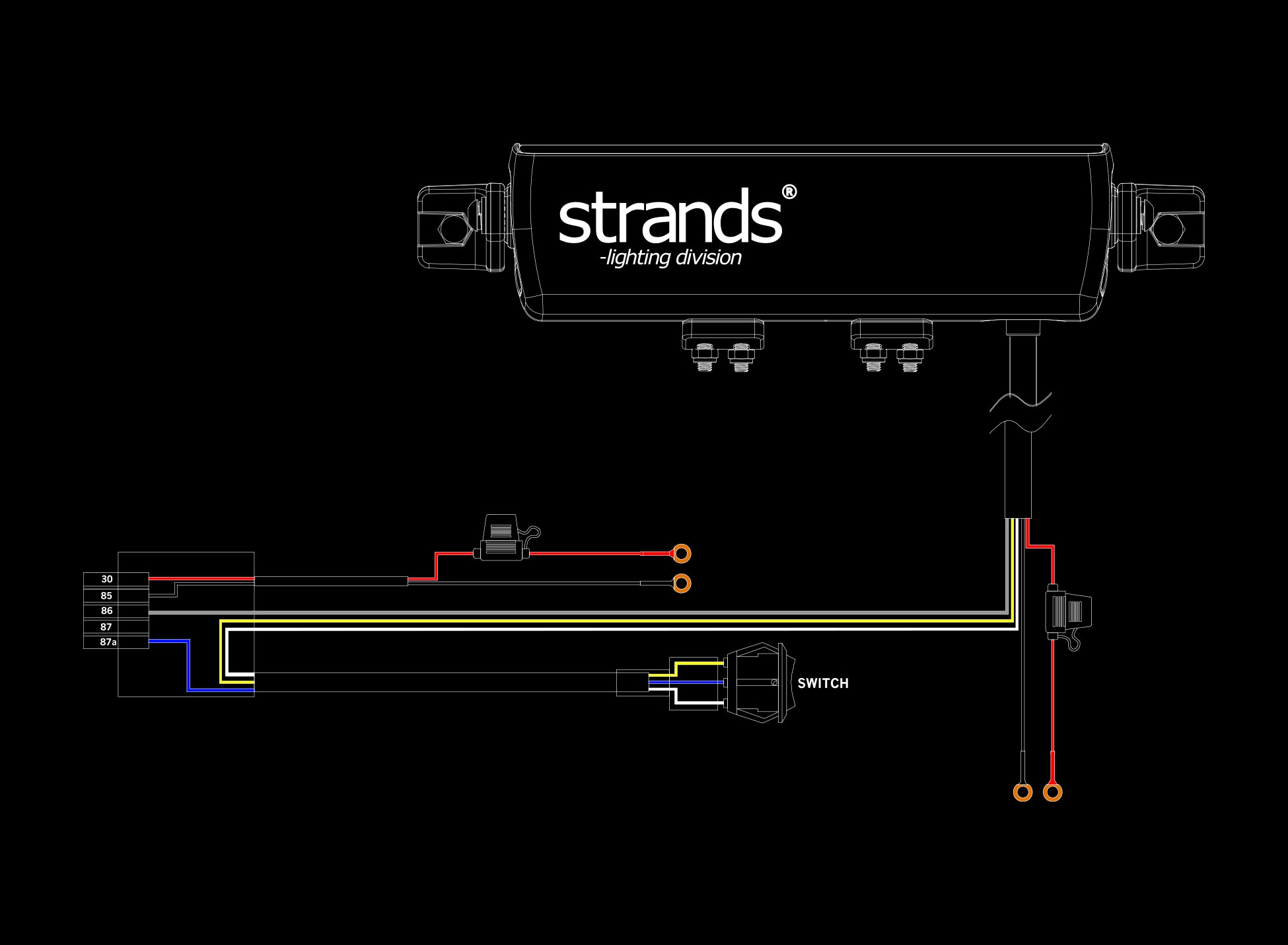 Strands Skylord LED Bar 10 tum – kopplingsschema