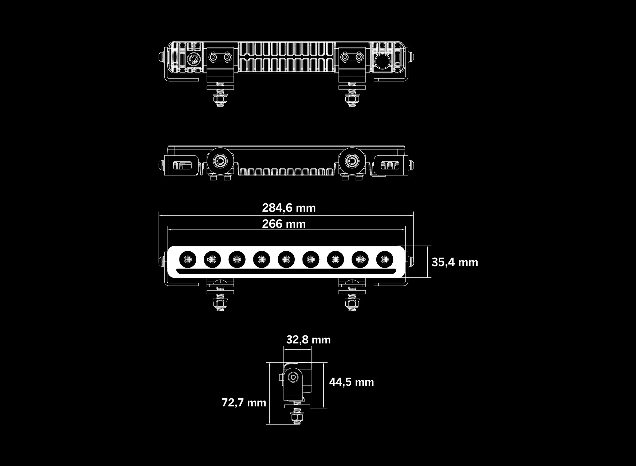 Strands Nuuk D-Line LED Bar 10 tum – måttritning