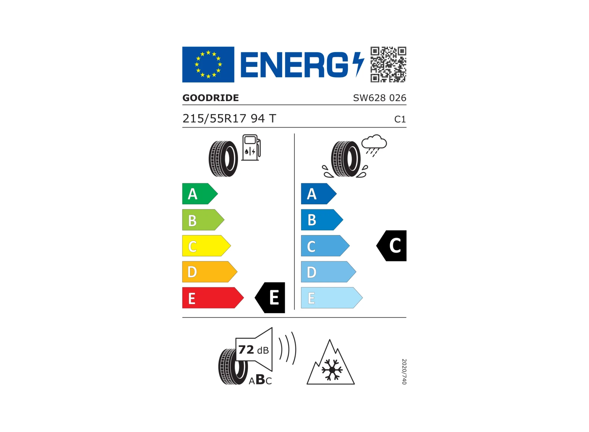 Energimärkning för Goodride SW628 215/55R17 94T 3PMSF