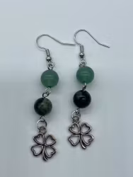 Örhänge med Kambaba Jaspis och Grön Aventurin