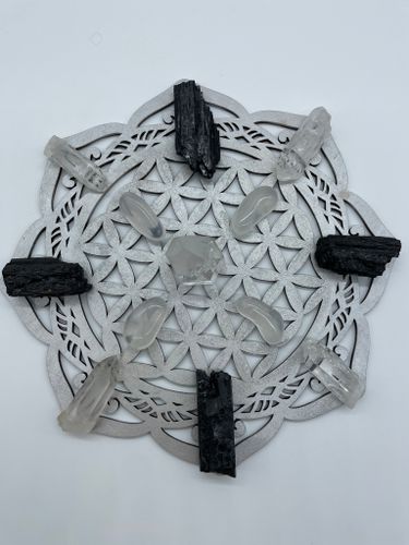 Kristallnät silver/vit målad (28cm)