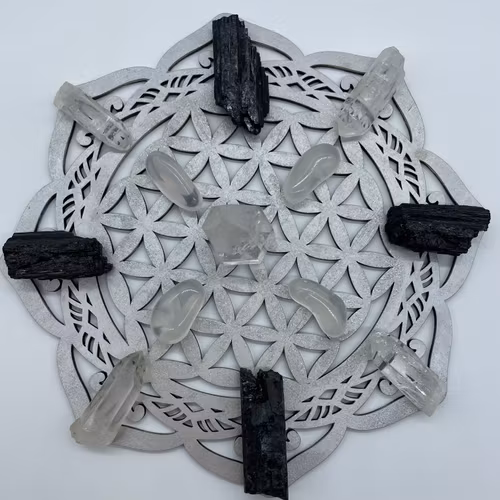 Kristallnät silver/vit målad (28cm)