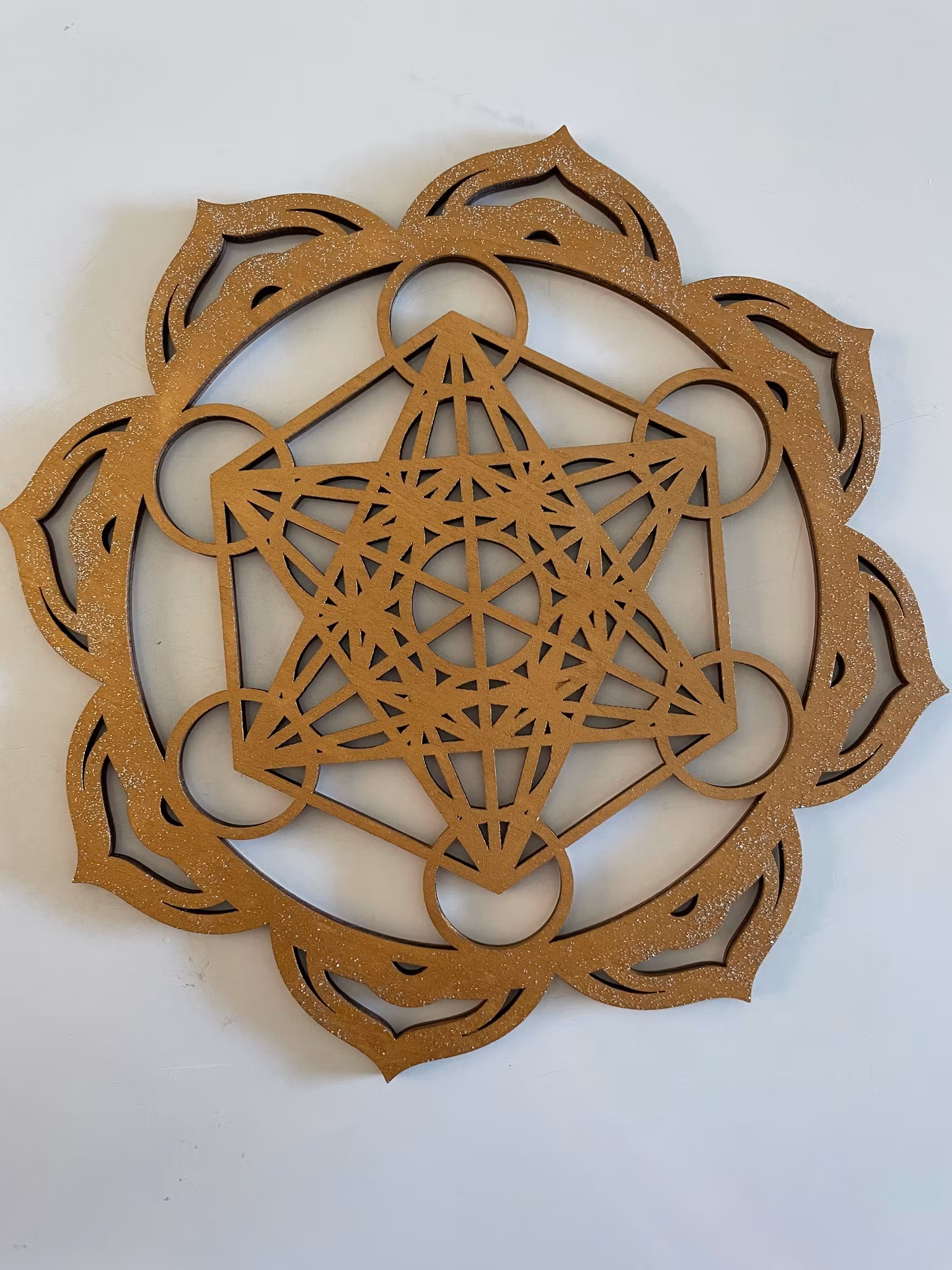 Kristallnät Metatron Guldmålad med glitter (20cm)