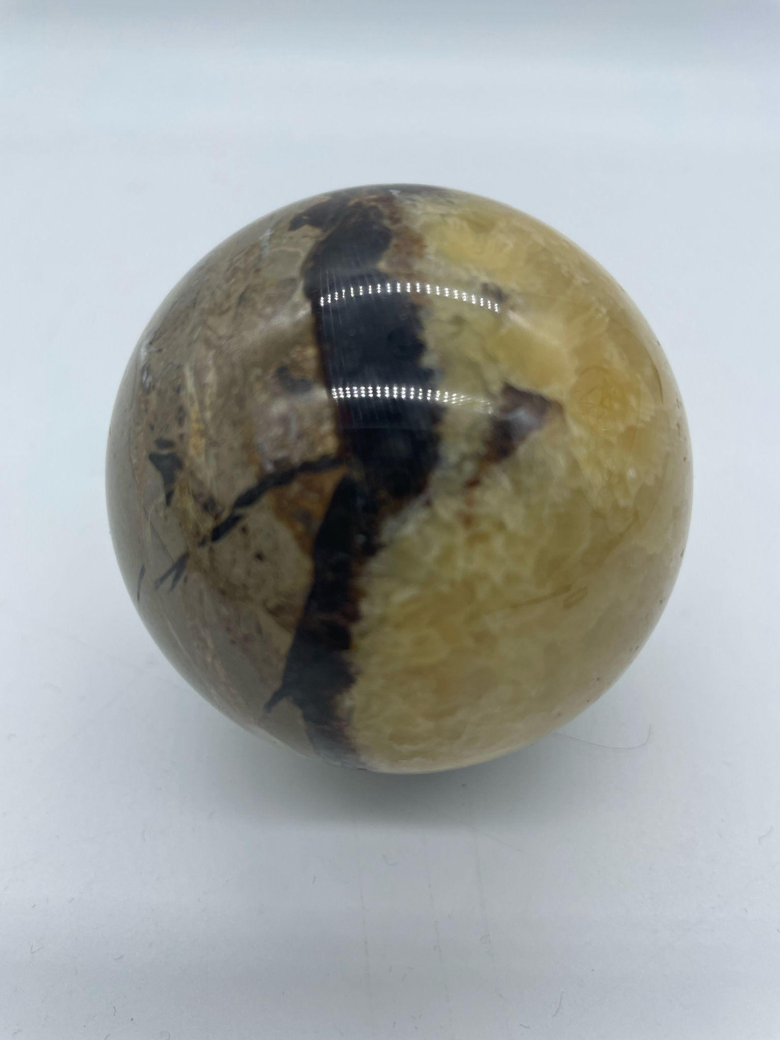 bilden visar ett klot i Septarian även kallad draksten