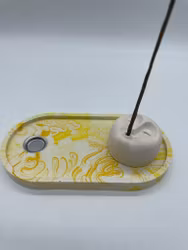 Jesmonite Ansikte (beige) rökelsehållare