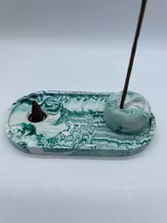 Jesmonite grön Rökelsebricka med metalldel