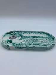 Jesmonite grön Rökelsebricka med metalldel