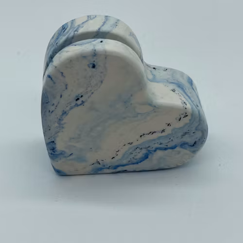 Jesmonite (blå) korthållare hjärta